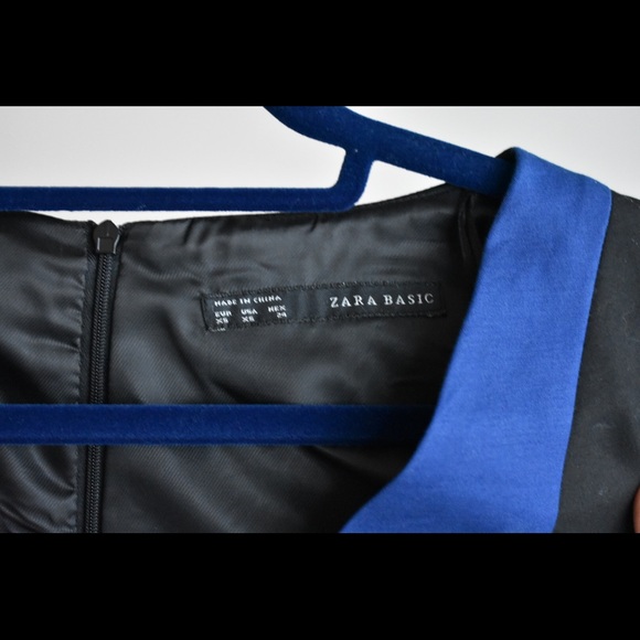 Zara blue/black block coloured work dress - Picture 3 of 4